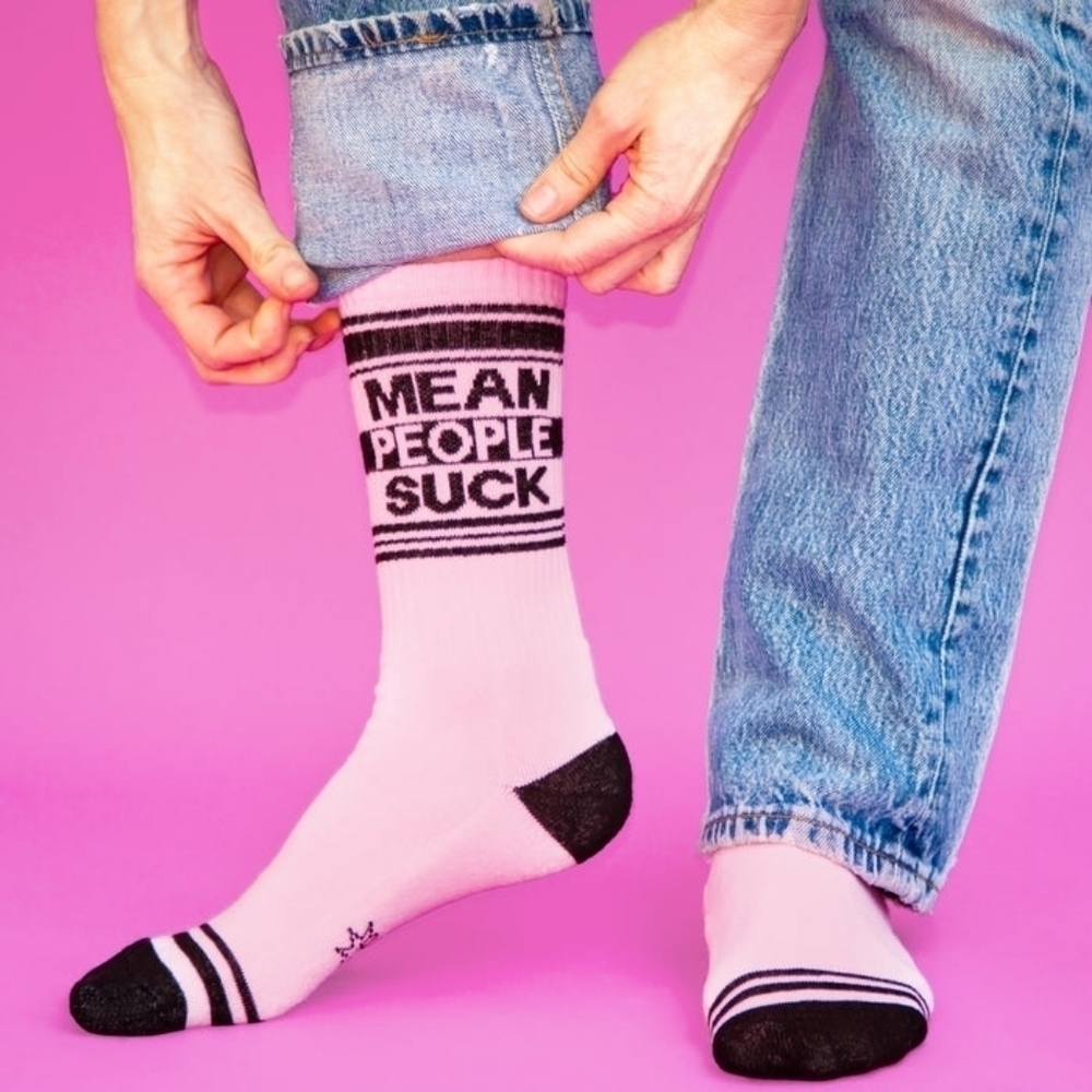 Gumball Poodle Socks Mean People Suck Pink & Black